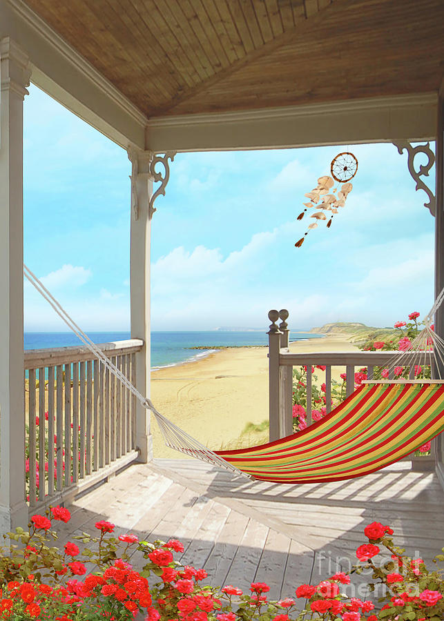 Front porch looking out towards the ocean #1 Digital Art by Sandra Cunningham