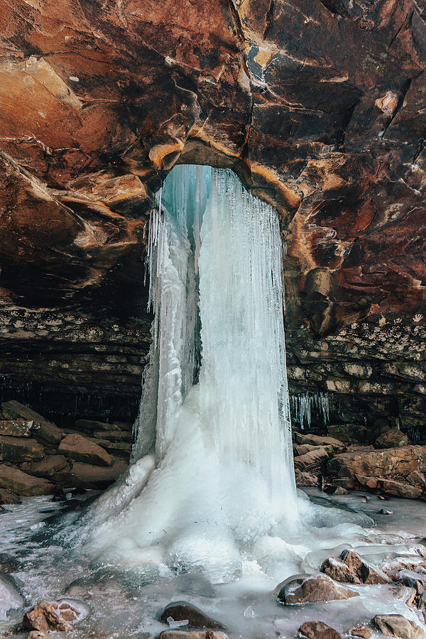 Winter Photograph - Frozen Glory Hole Falls in Arkansas by Jeff Rose