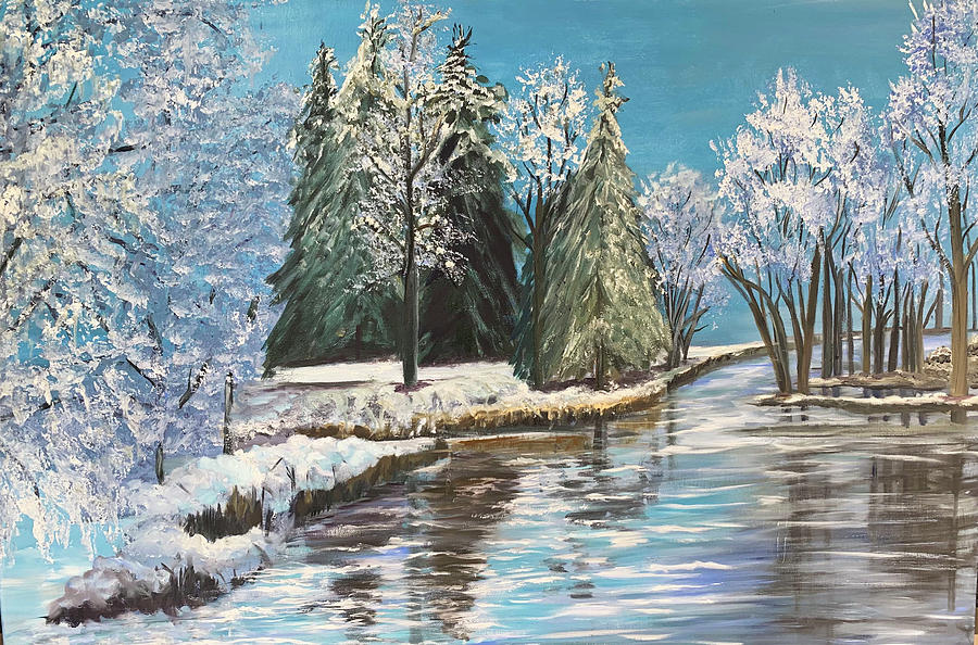 Frozen lake #1 Painting by Sue Appleton Dayton