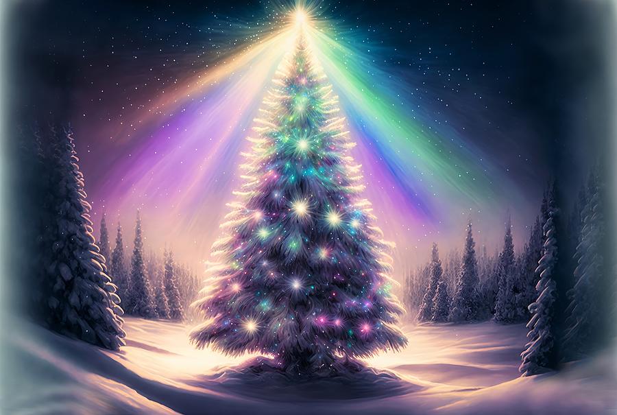 Frozen Winter Tree in Wonderland #1 Mixed Media by Lilia S