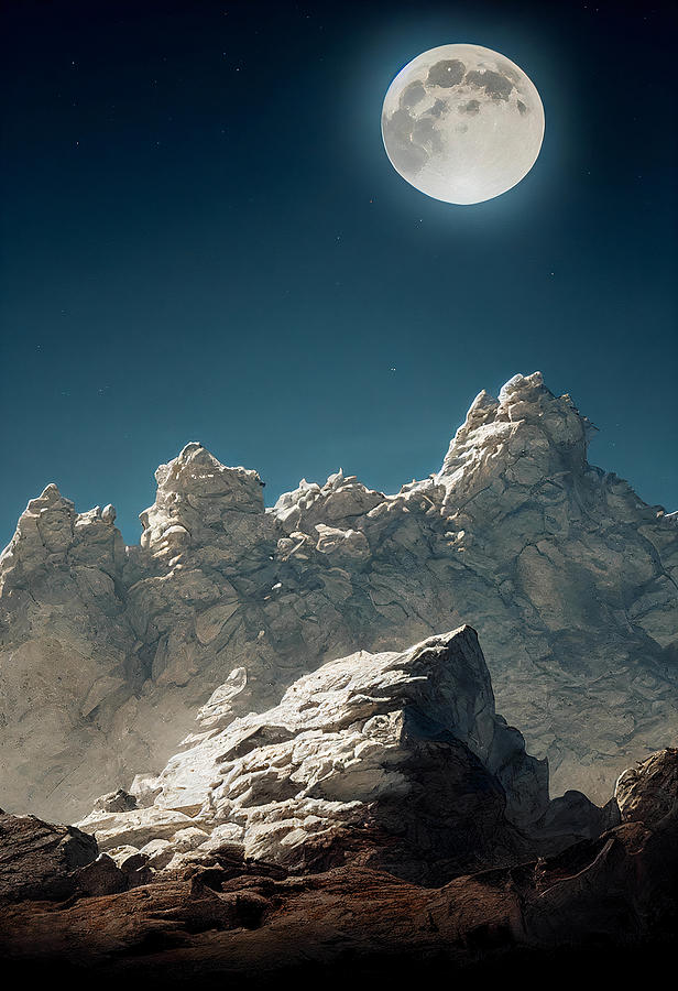 Full Moon Mountain Digital Art by Chand Sayyed - Fine Art America