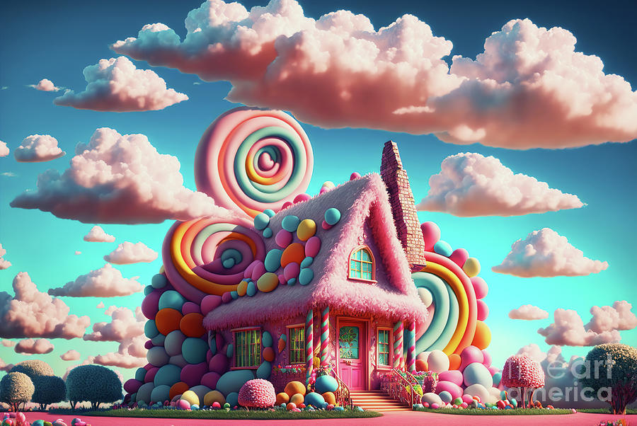 Fun storybook house made with colored balloons and fantasy. Ai g #1 Photograph by Joaquin Corbalan