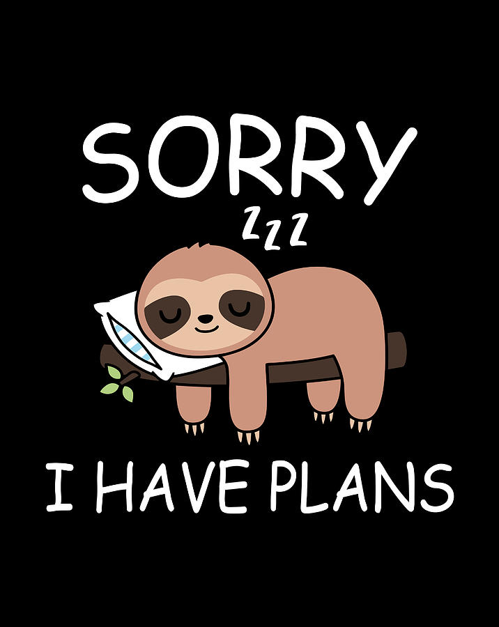 Funny Lazy Sloth Sleeping Meme Sorry I Have Plans Gift Digital Art by ...