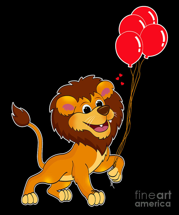 Funny Lion Love Zoo Animal Gift Digital Art by Lukas Davis - Pixels