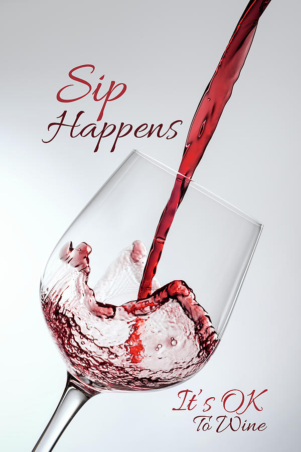 Funny Wine Drinkers Sip Happens Its OK to Wine Painting by Tony Rubino