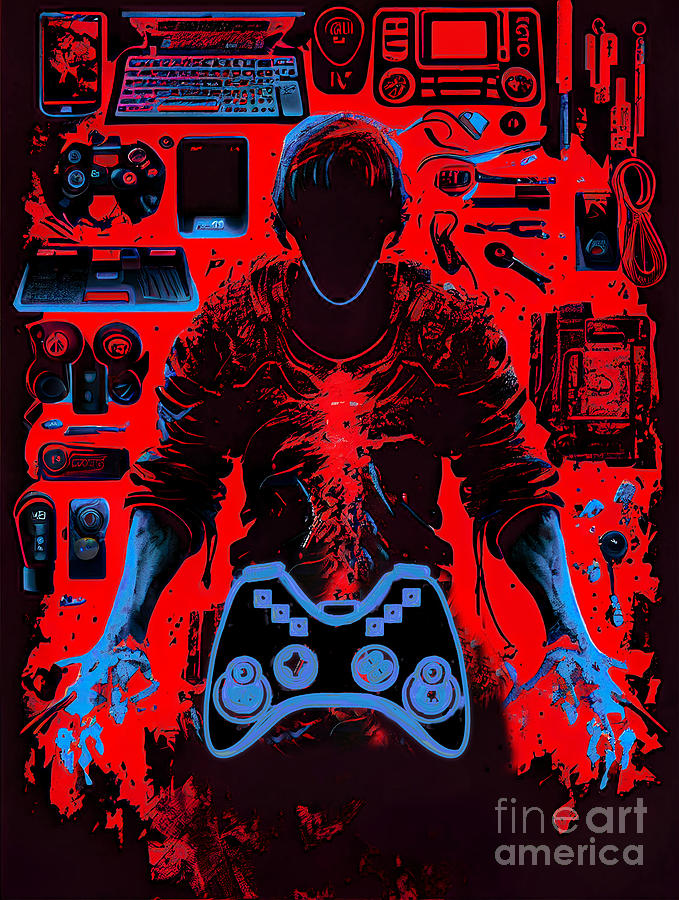 Gamer Painting - Gamer Dude II #2 by Mindy Sommers