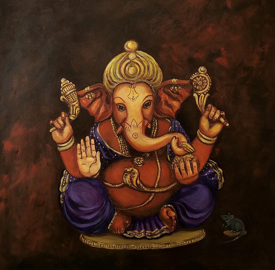 Ganesha #1 Painting by Asha Sudhaker Shenoy
