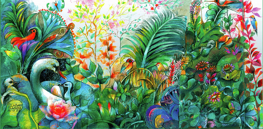 Garden Mosaic Painting by Elhamy Naguib Garden Mosaic Painting by Elhamy Naguib