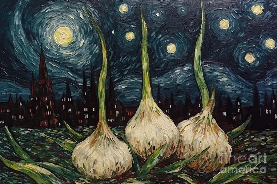 Vincent Van Gogh Painting - Garlic Starry Night  #1 by N Akkash