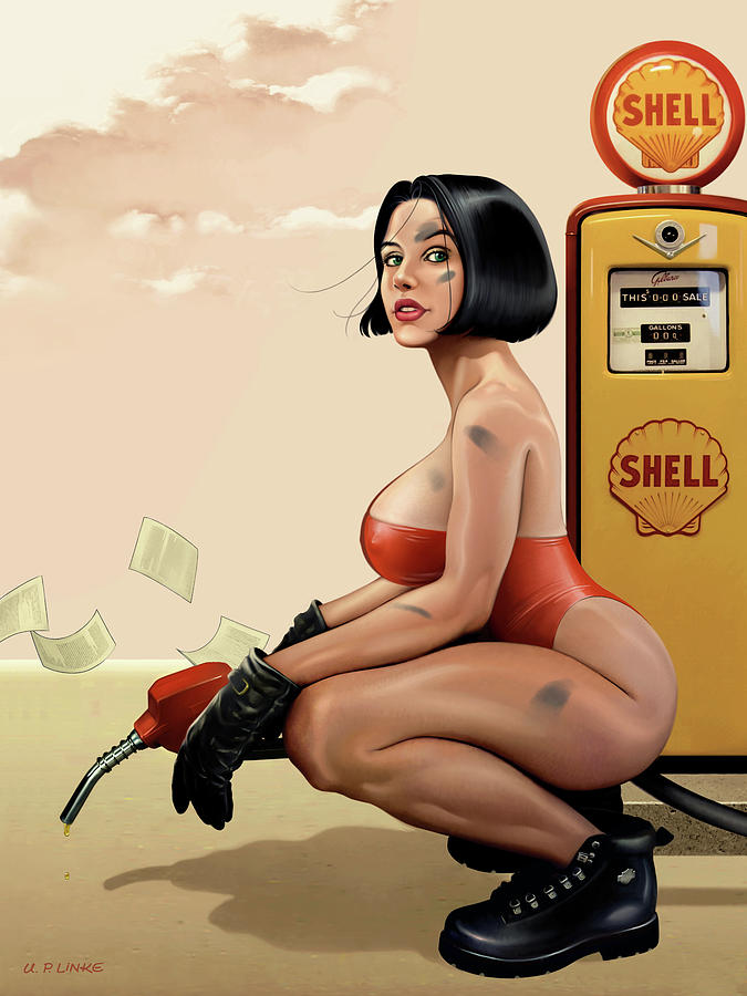 Gasoline Gal #2 Mixed Media by Udo Linke