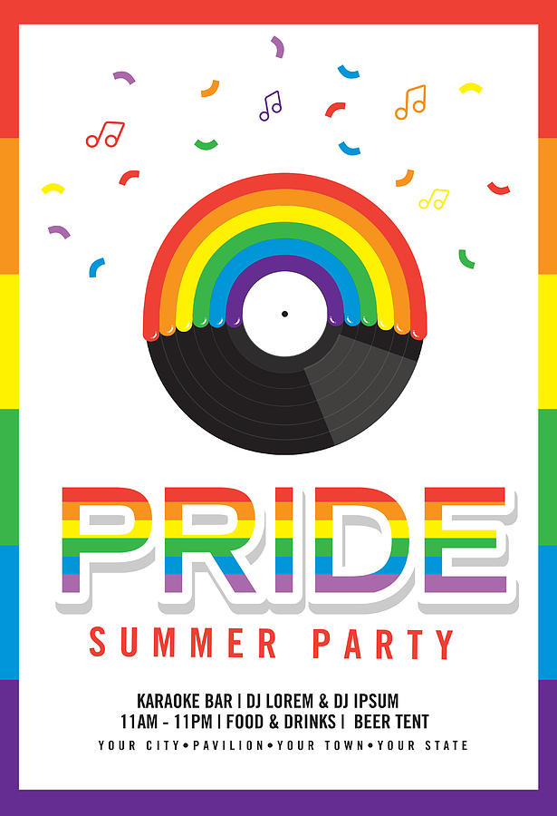 Gay Pride or LGBT party summer poster design template #1 Drawing by JDawnInk