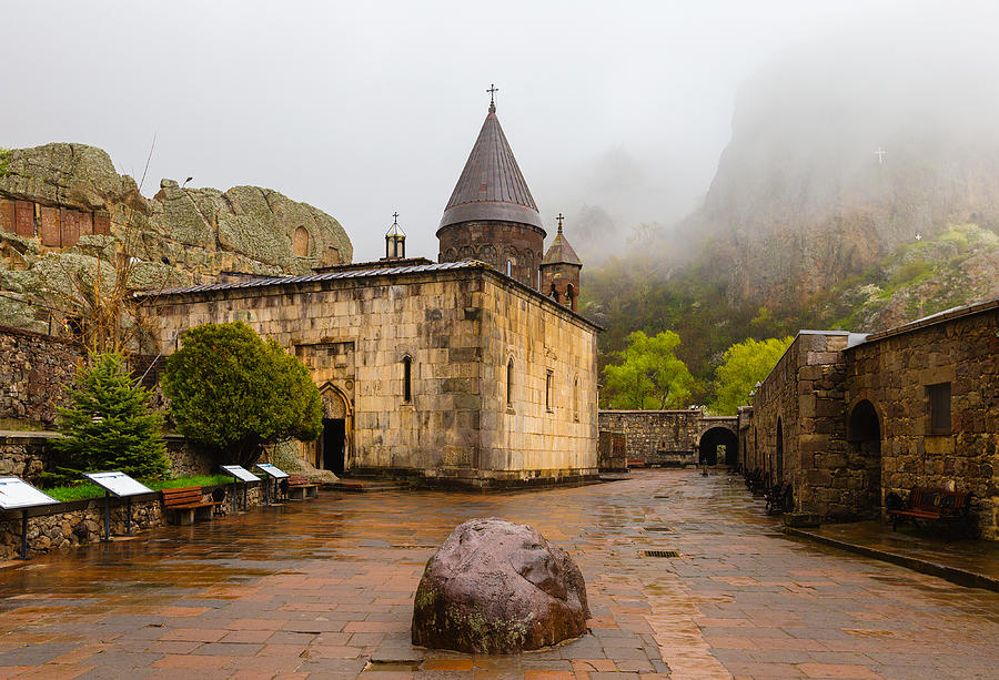 Geghard Monastery in rainy day, Armenia #1 Photograph by TorriPhoto
