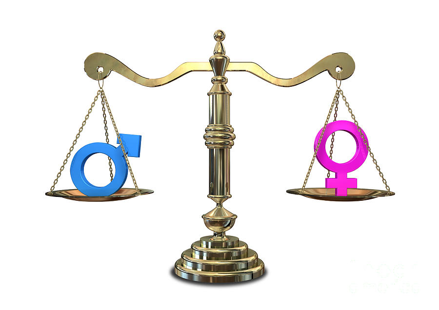 Female Digital Art - Gender Equality Balancing Scale #1 by Allan Swart