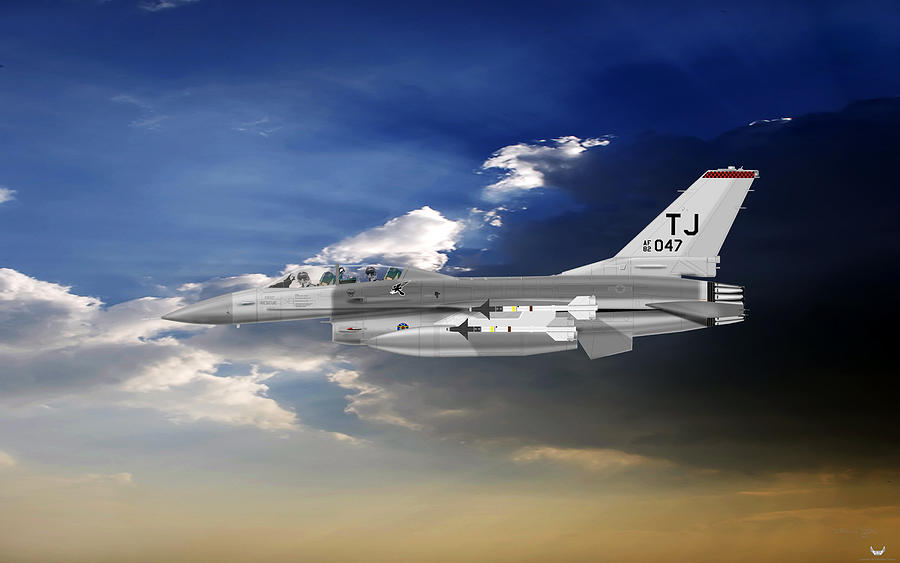 General Dynamics F-16B Fighting Falcon 614TFS Torrejon AB Spain #1 Digital Art by Arthur Eggers