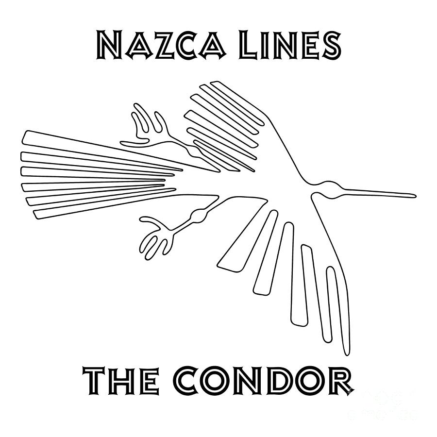 Geoglyph of the condor from Nazca #1 Drawing by Michal Boubin