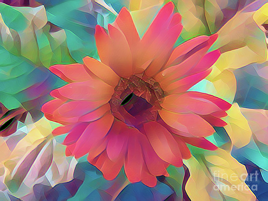 Gerbera Daisy Abstract #1 Mixed Media by Sandi OReilly