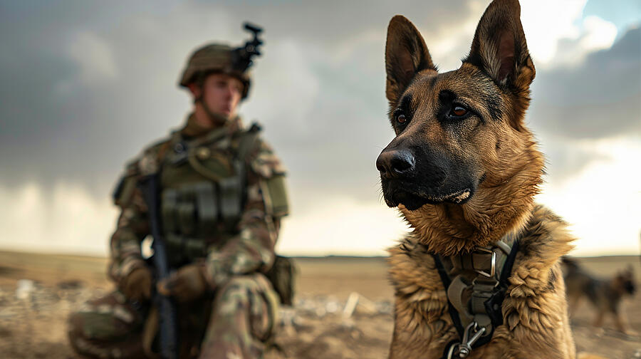 German Shepherd Mixed Media - German Shepherd A Military Dog #1 by Stephen Smith Galleries
