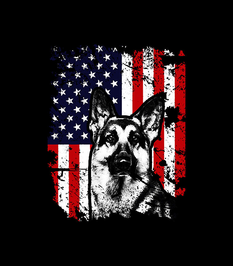 German Shepherd American Flag Digital Art by German Shepherd American Flag