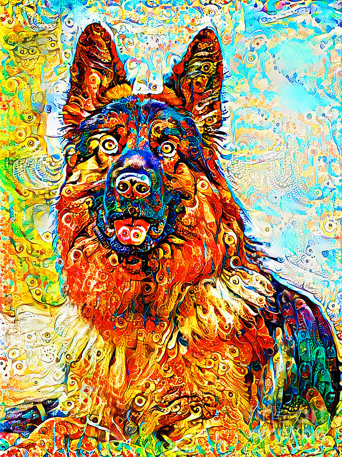German Shepherd Dog In Vibrant Surreal Abstract DDG005 20200421 #1 Photograph by Wingsdomain Art and Photography