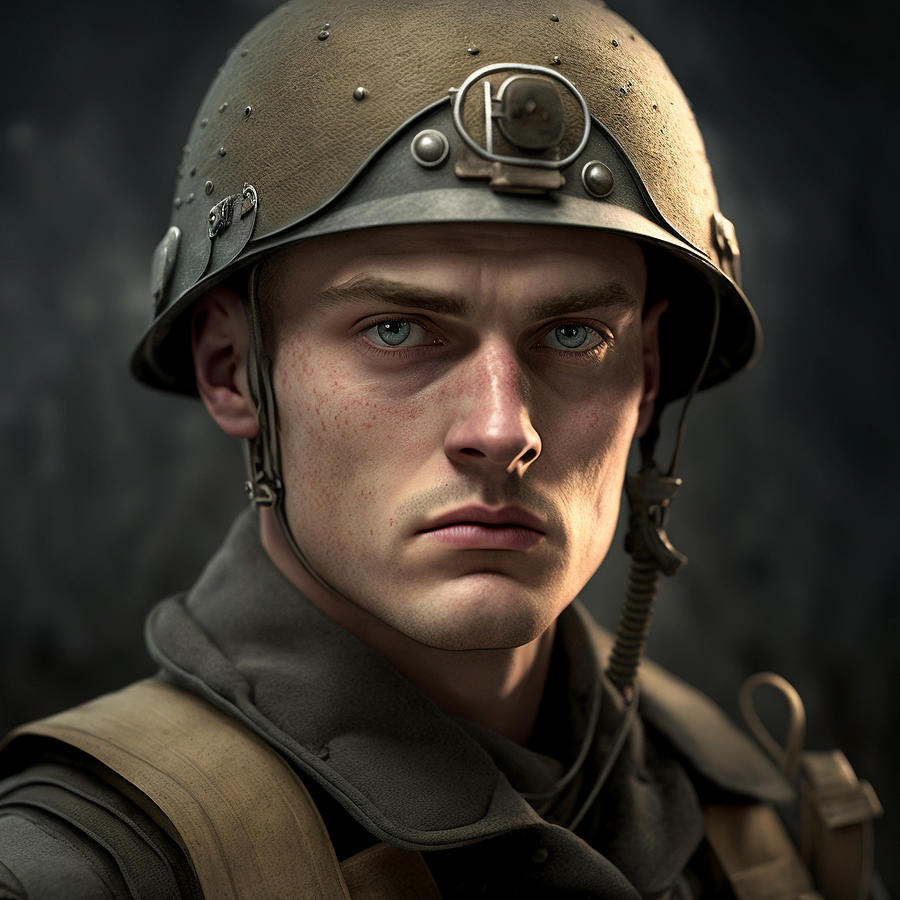 German World War Two Soldier Wearing German Hel By Asar Studios 