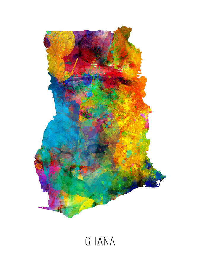 Ghana Watercolor Map #1 Digital Art by Michael Tompsett