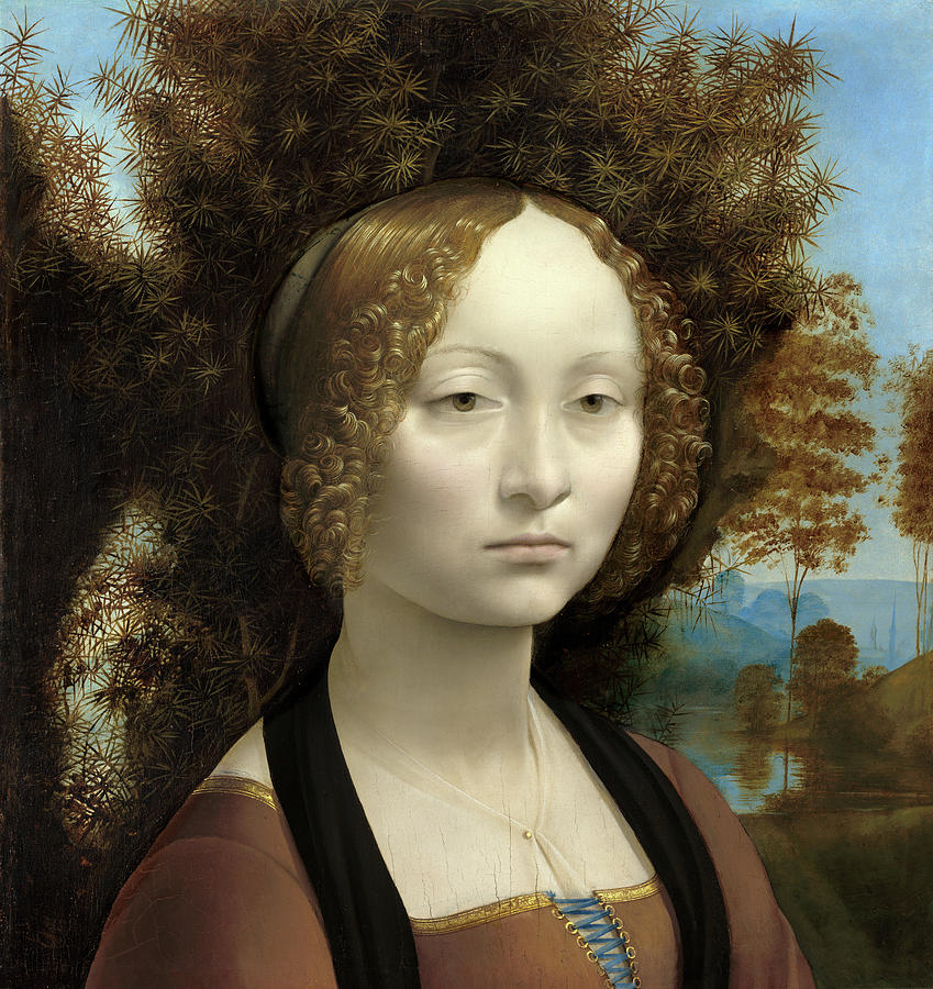 Ginevra de Benci 1474-1478 #1 Painting by Leonardo da Vinci