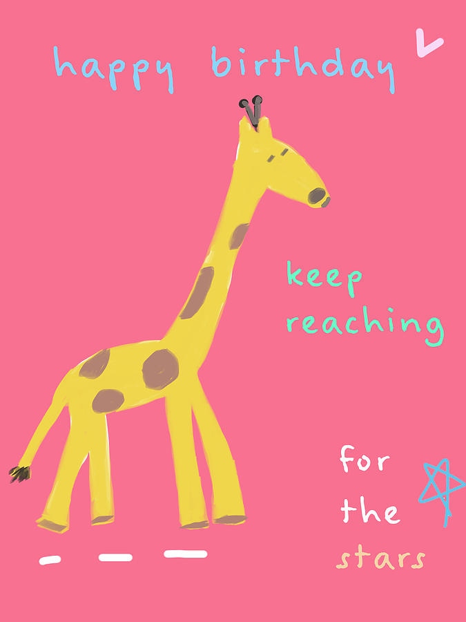 Giraffe Birthday #1 Digital Art by Ashley Rice