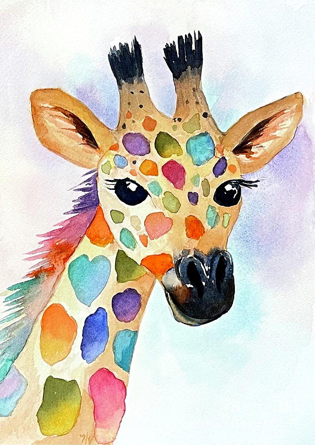Giraffe  #2 Painting by Hilda Vandergriff