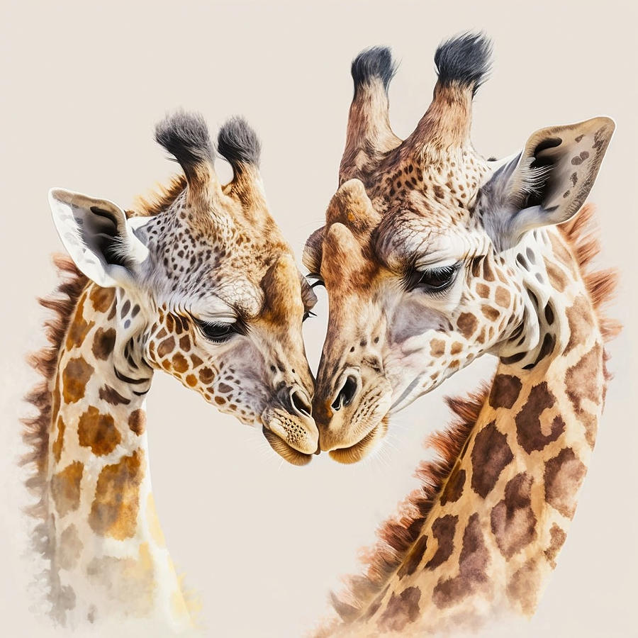 Giraffe Photograph - Giraffe Love #2 by Athena Mckinzie