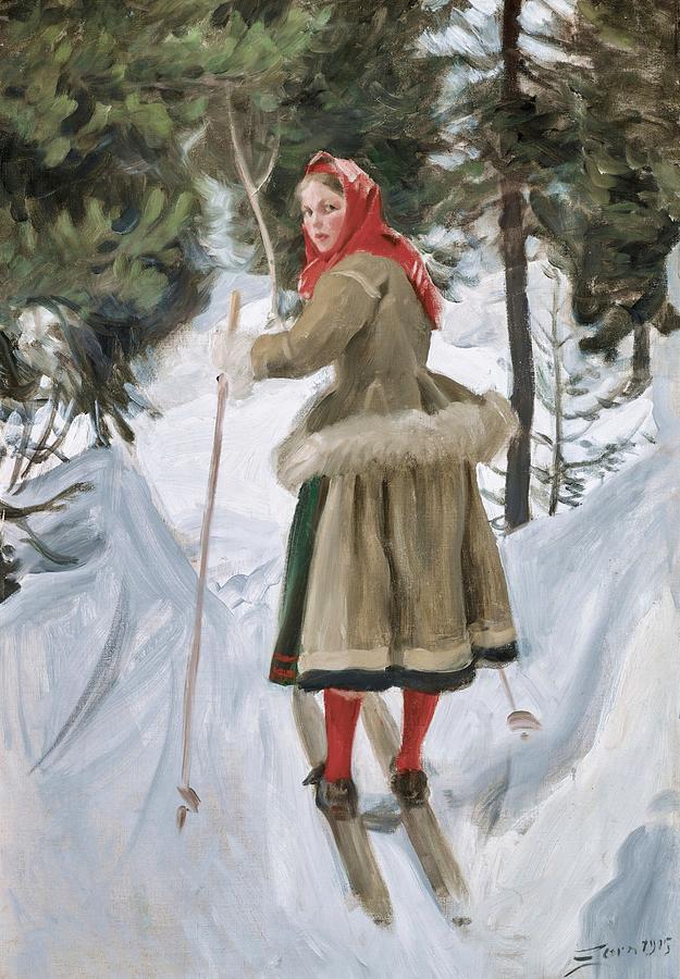 Winter Painting - Girl from Mora #1 by Anders Zorn
