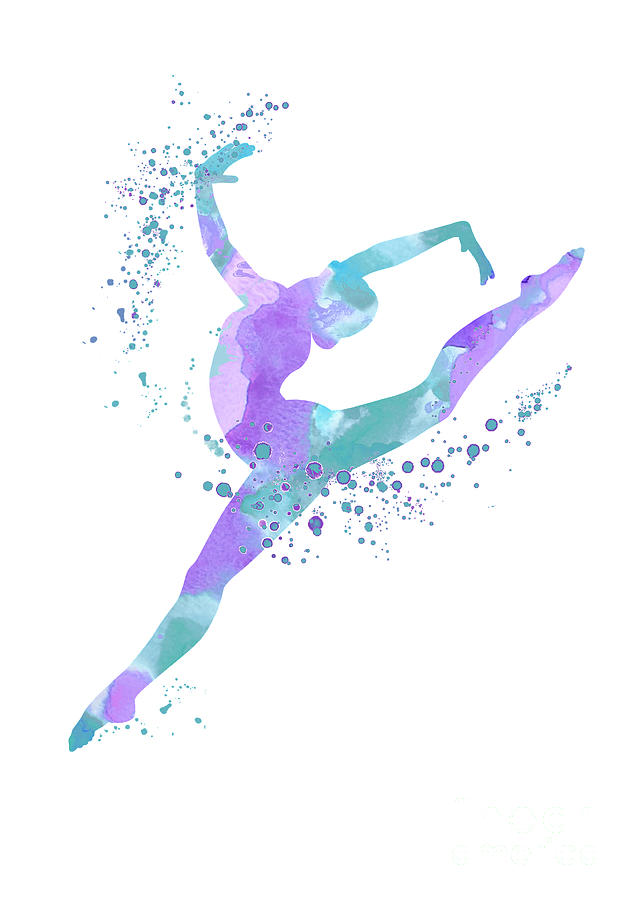 Girl Gymnastics Sports Watercolor Gift #1 Digital Art by White Lotus