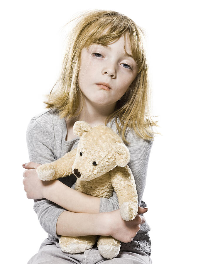 Girl Hugging Her Teddy Bear #1 Photograph by RubberBall Productions
