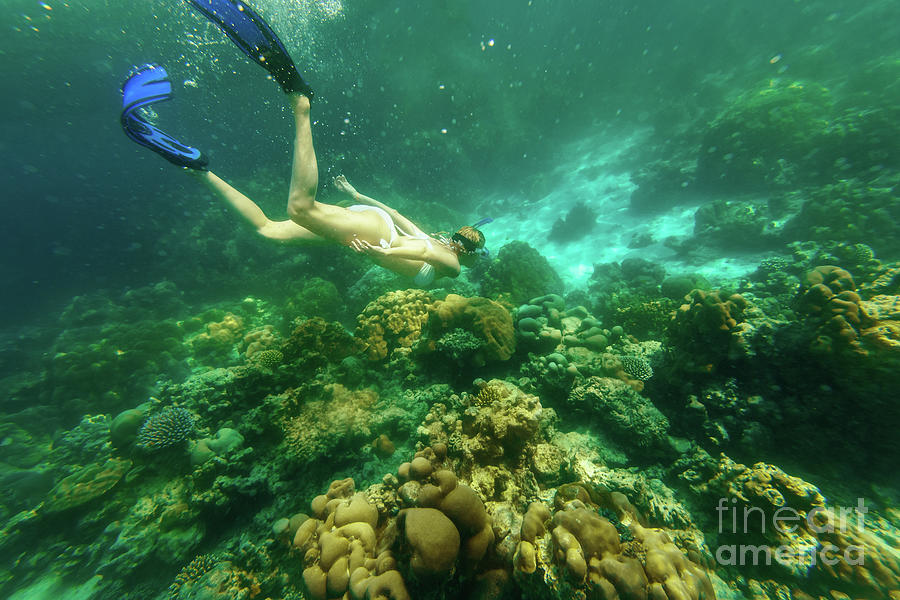 Girl in apnea at Surin Islands #1 Photograph by Benny Marty