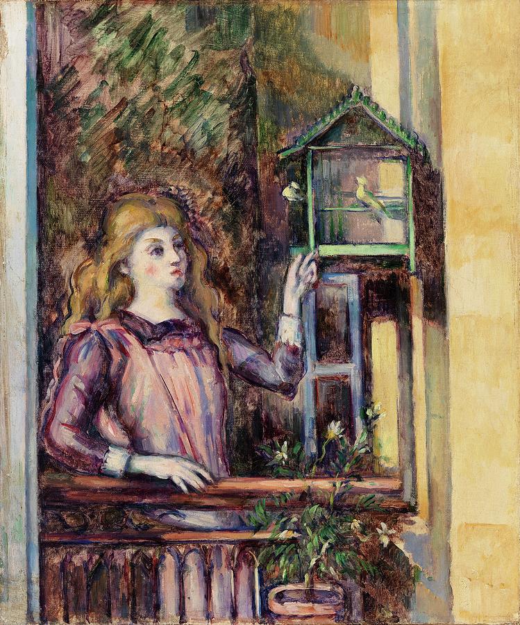 Girl with Birdcage #2 Painting by Paul Cezanne