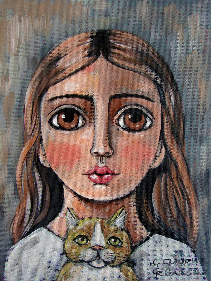 Girl With Cat Painting by Claudia Garcia - Fine Art America