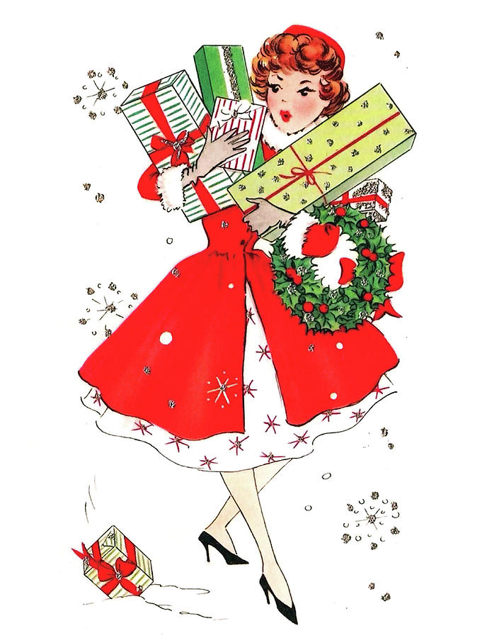 Girl with Christmas Gifts #1 Digital Art by Long Shot
