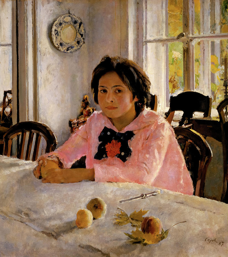 Peach Painting - Girl with peaches #1 by Valentin Serov