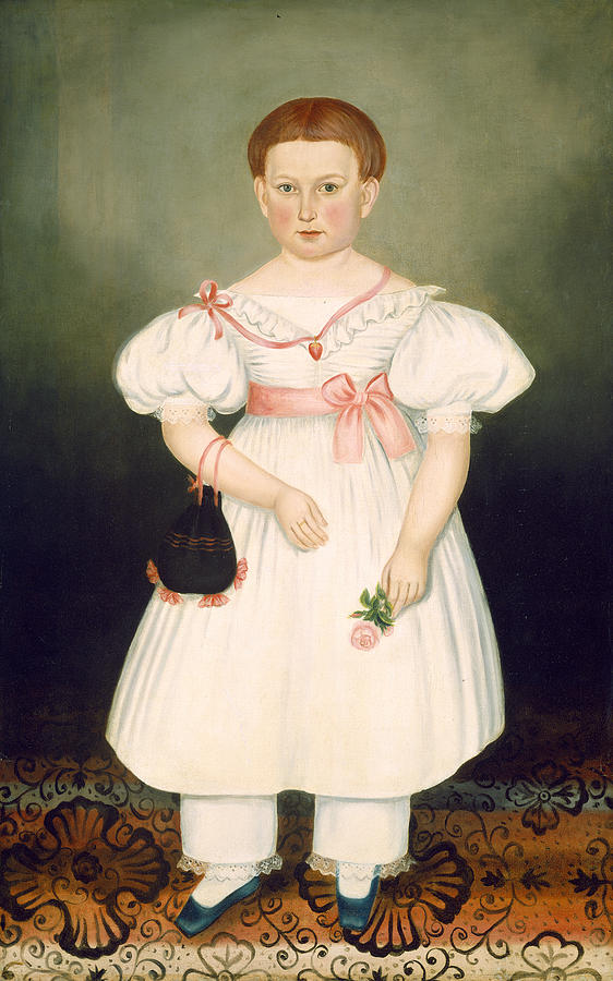 Girl with Reticule and Rose #2 Painting by Joseph Whiting Stock