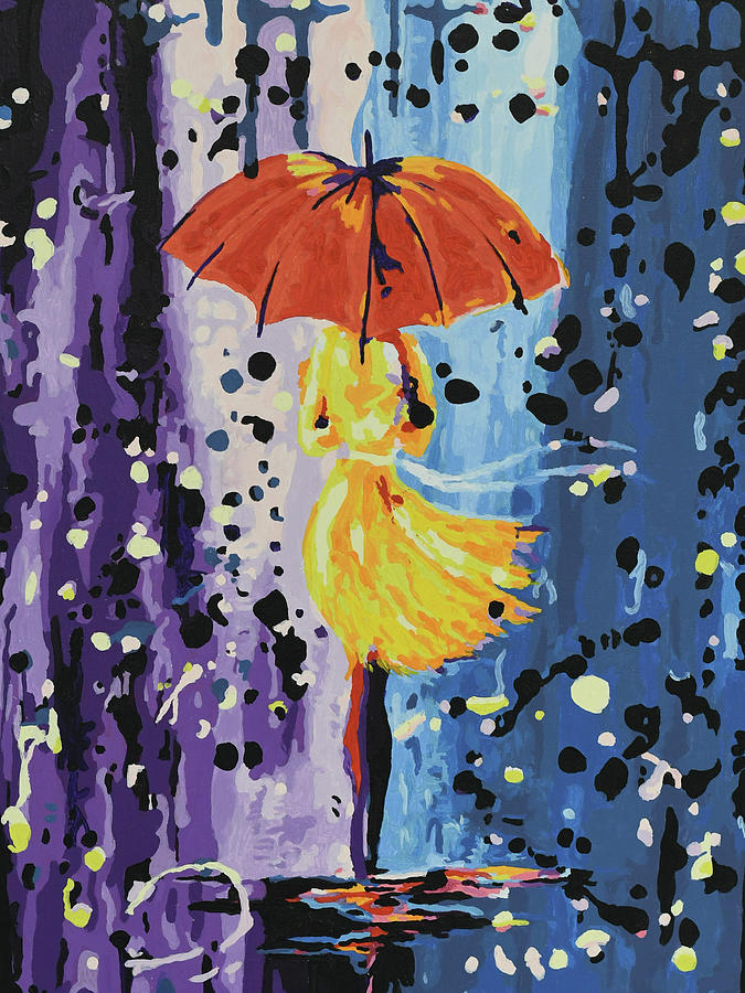 Girl with Umbrella #1 Painting by Joanna Smith