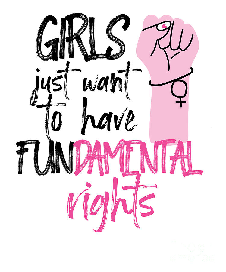 16x16 Multicolor Vintage Girls Just Want to Have Fundamental Rights Girls Just Want to Have Fundamental Rights Throw Pillow 