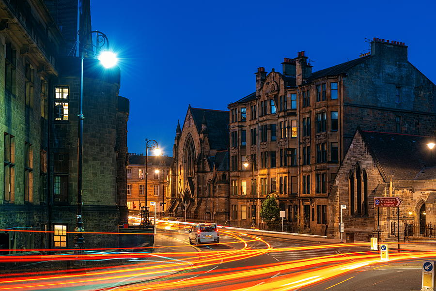 Glasgow University at night #1 Photograph by Songquan Deng