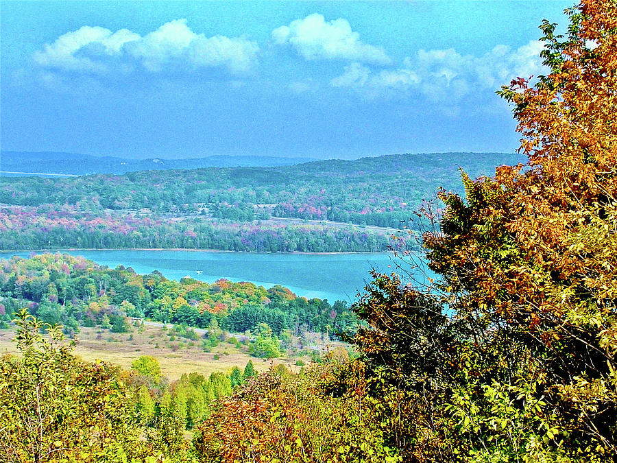 Glen Lake from Pierce Stocking Overlook  in Sleeping Bear Dunes National Lakeshore, Michigan. #1 Photograph by Ruth Hager