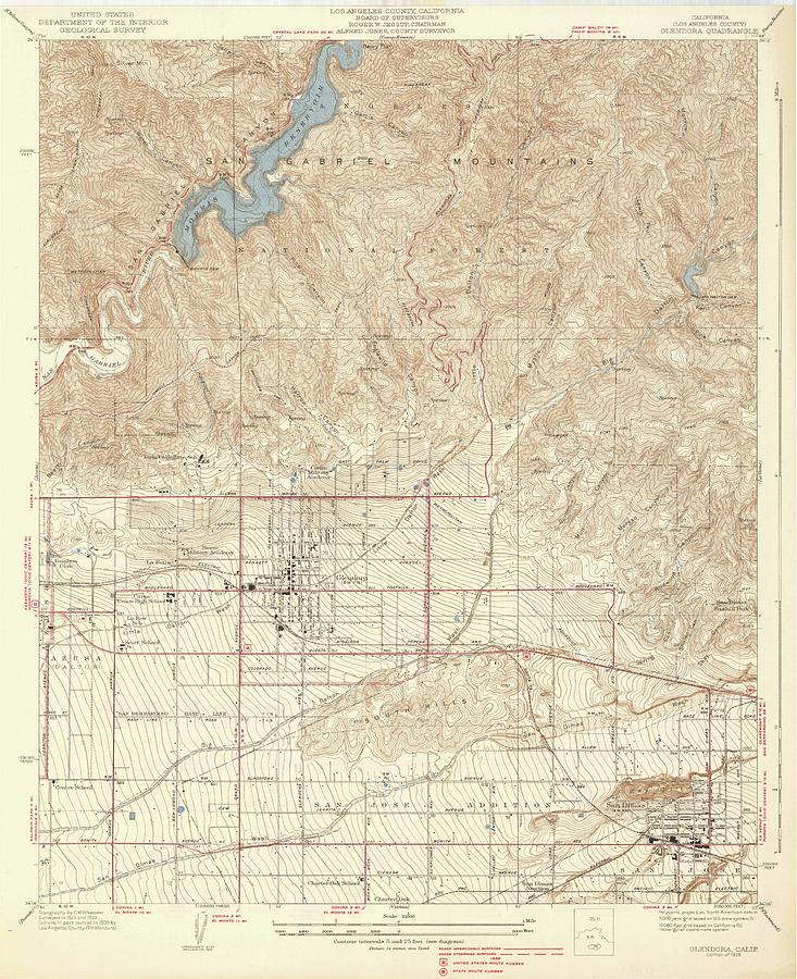 Glendora CA from 1939 Vintage Map High Quality Mixed Media by Vintage ...