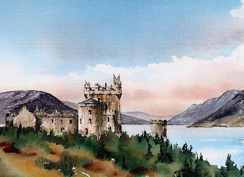 Glenveagh Castle, Donegal #1 Painting by Val Byrne