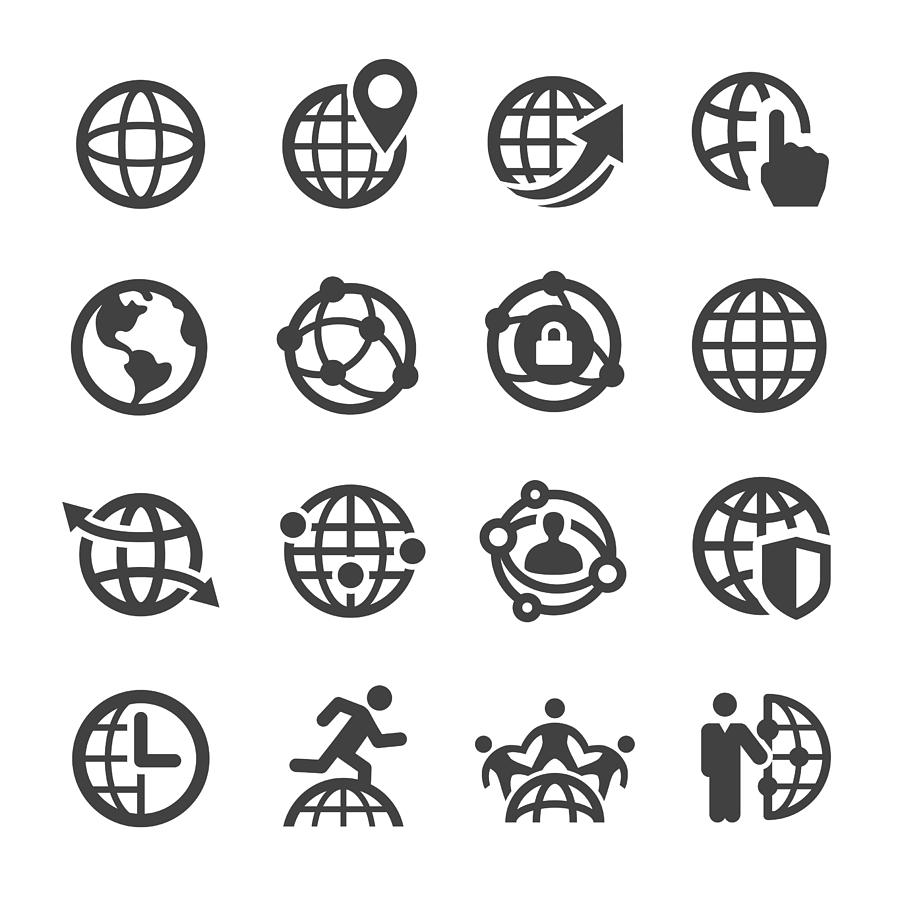Globe and Communication Icons - Acme Series #1 Drawing by -victor-