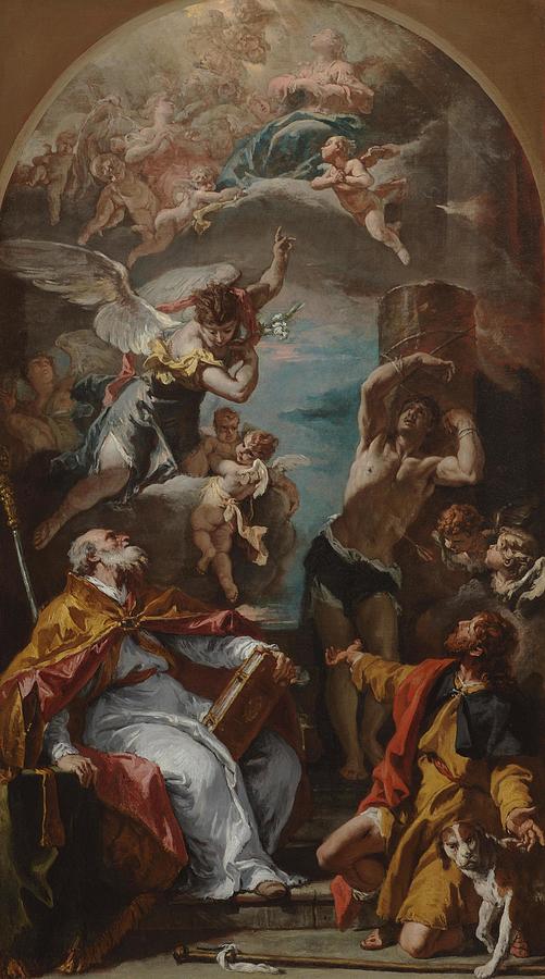 Glory of the Virgin with the Archangel Gabriel and Saints Eusebius Roch ...