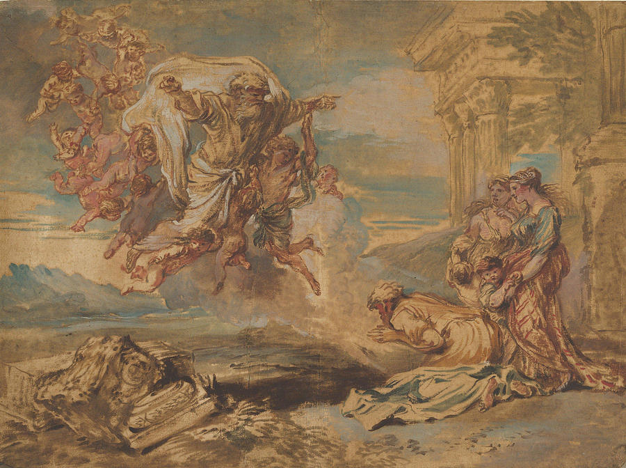 Giovanni Benedetto Castiglione Painting - God the Father Appearing to Jacob  #1 by Giovanni Benedetto Castiglione