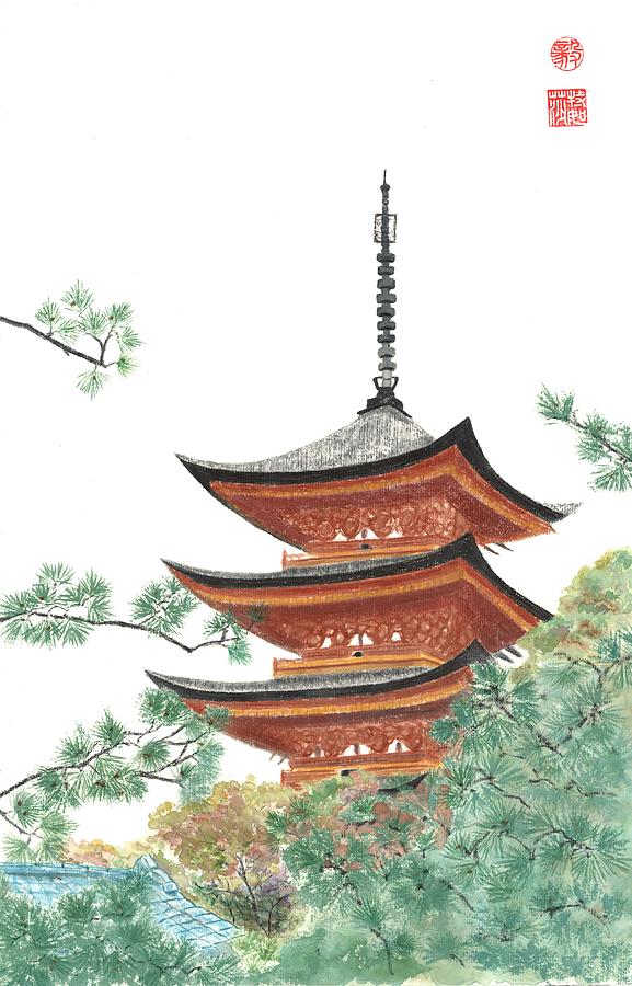 Gojunoto Pagoda #2 Painting by Terri Harris