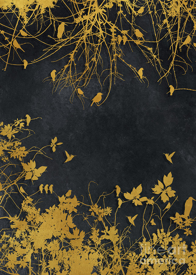 Gold And Black Floral #goldblack #floral #1 Digital Art by Justyna Jaszke JBJart
