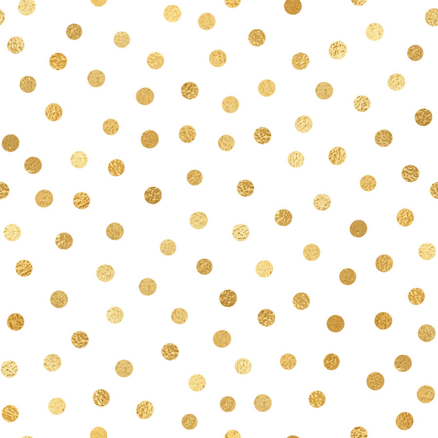 Gold Foil Confetti Seamless Pattern Background. Geometric abstract vector pattern tile. Repeating banner design metallic golden texture for cards, party invitation, packaging, surface design. #1 Drawing by Gokcemim